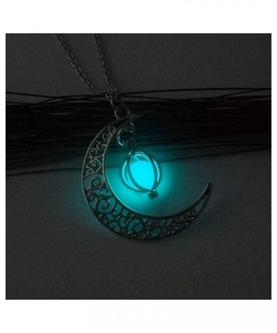 Necklaces for Women Trendy Glow In The Dark Silver Crescent Moon And Orb Necklace Glowing Moon Necklace Fairy Glowing Necklac...