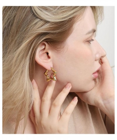 OZEL - Star Earrings for Women -14K Gold, White Gold Plated - Made in KOREA - Unique Star Huggie Gold Earrings Reversible for...