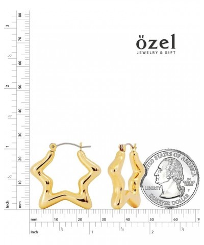 OZEL - Star Earrings for Women -14K Gold, White Gold Plated - Made in KOREA - Unique Star Huggie Gold Earrings Reversible for...