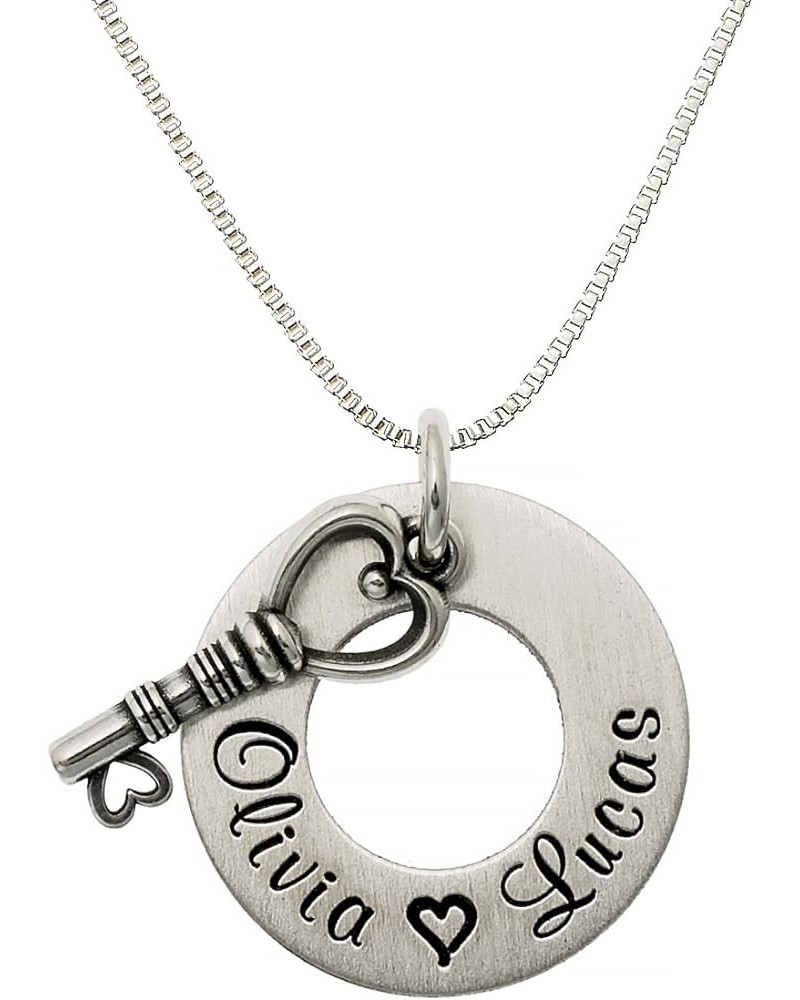 Personalized Promising Key Sterling Silver Graduation Necklace. Customize a Round Charm. Choice of Sterling Silver Chain. Gif...