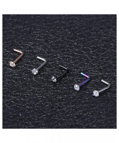 Nose Rings Hoop Nose Rings for Women 20g Nose Rings Studs L Shape Nose Piercings Nose Ring Surgical Steel Corkscrew Nose Ring...