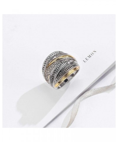 Silver and Gold Cable Rings for Women 2 Tone Crisscross Intertwined Chunky Cocktail Wide Statement Ring Silver cable $9.71 Rings