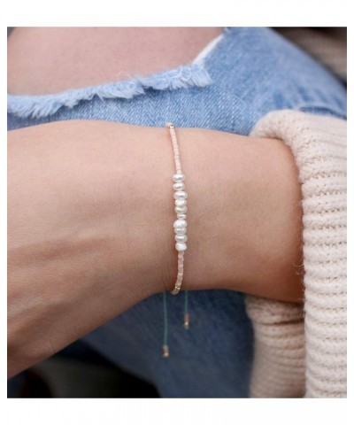 Womens Pearl Bracelet Friendship Irregular Pearl Bracelet Handmade Tiny Miyuki Beaded Strand Bracelet New Pink I $10.82 Brace...