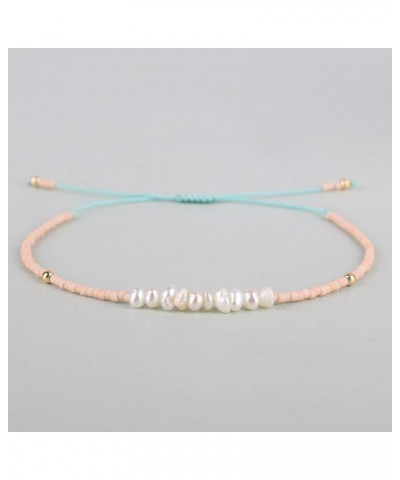 Womens Pearl Bracelet Friendship Irregular Pearl Bracelet Handmade Tiny Miyuki Beaded Strand Bracelet New Pink I $10.82 Brace...