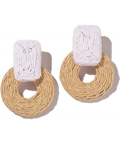 Statement Raffia Earrings Cute Boho Earrings Rattan Dangle Earrings Handmade Straw Wrap Earrings Summer Drop Dangling Earring...