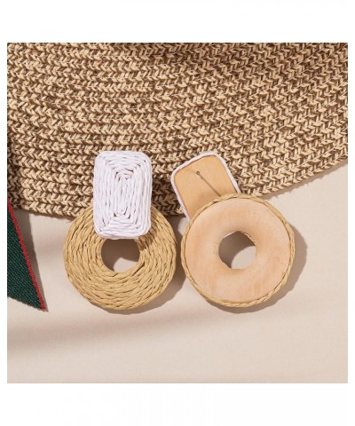 Statement Raffia Earrings Cute Boho Earrings Rattan Dangle Earrings Handmade Straw Wrap Earrings Summer Drop Dangling Earring...