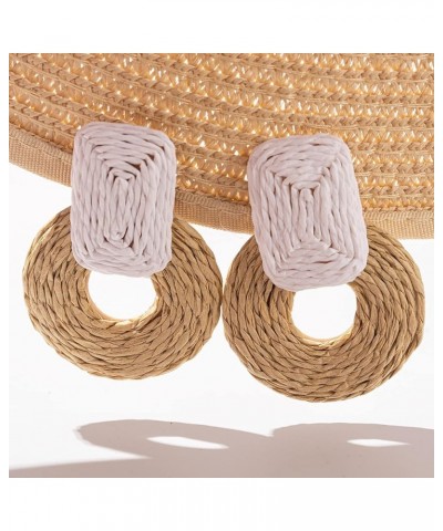 Statement Raffia Earrings Cute Boho Earrings Rattan Dangle Earrings Handmade Straw Wrap Earrings Summer Drop Dangling Earring...