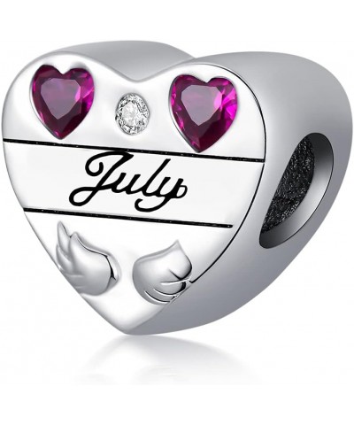 Personalized Birthstone Heart Photo Charm 925 Sterling Silver Customized Image Picture Bead Simulated Gemstone Fit Bracelet H...