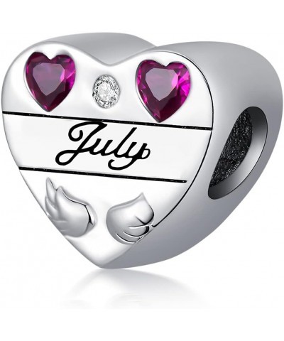 Personalized Birthstone Heart Photo Charm 925 Sterling Silver Customized Image Picture Bead Simulated Gemstone Fit Bracelet H...