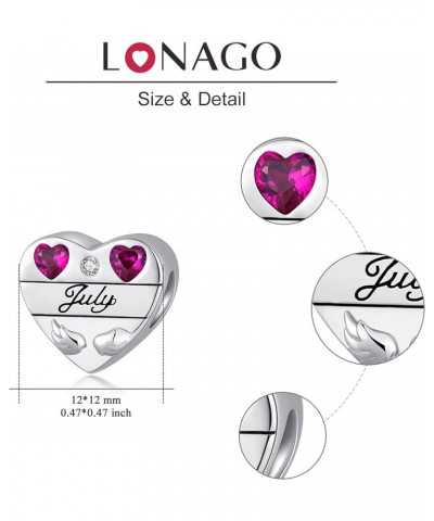 Personalized Birthstone Heart Photo Charm 925 Sterling Silver Customized Image Picture Bead Simulated Gemstone Fit Bracelet H...