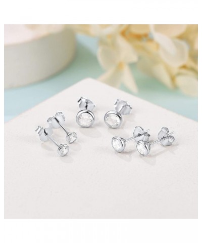 Hypoallergenic 925 Sterling Silver Heart/Moon Star/3-7mm Ball Stud Earring for Women (with Gift Box) 06. cz round earrings se...