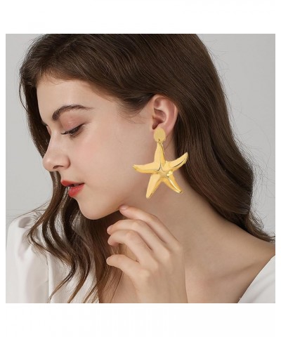 Boho Starfish Earrings for Women Asymmetrical Starfish Shell Drop Earrings Gold Sea Shell Earrings Summer Beach Party Jewelry...