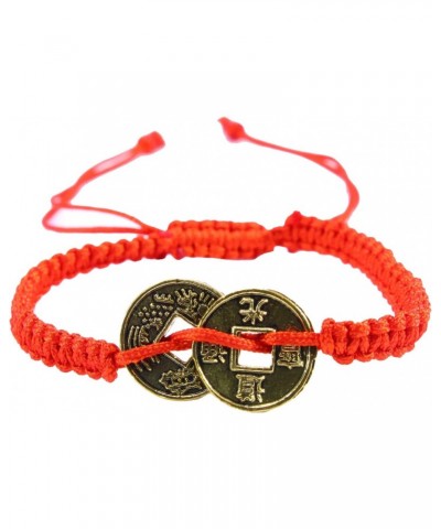 Red String Chinese feng shui Coins Adjustable Bracelets - One Size fits Most Adults $9.59 Bracelets