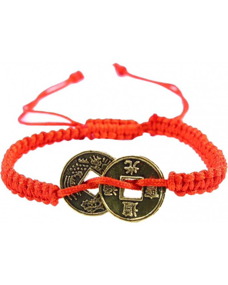 Red String Chinese feng shui Coins Adjustable Bracelets - One Size fits Most Adults $9.59 Bracelets