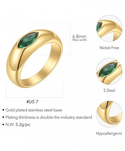 Colorful Stone Ring Stainless Steel Gold Plated Zirconia Crystal Eye Finger Rings for Women Size US 6/7/8 R214128GR-7 $9.84 R...