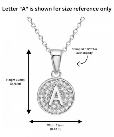 925 Sterling Silver Alphabet Letter Round Initial Pendant Necklace with Cubic Zirconia CZ Stones, Adjustable Chain Letter P $...