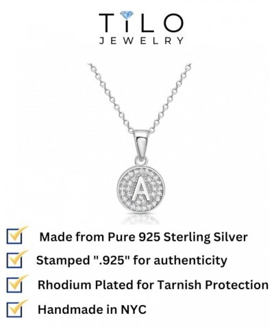 925 Sterling Silver Alphabet Letter Round Initial Pendant Necklace with Cubic Zirconia CZ Stones, Adjustable Chain Letter P $...