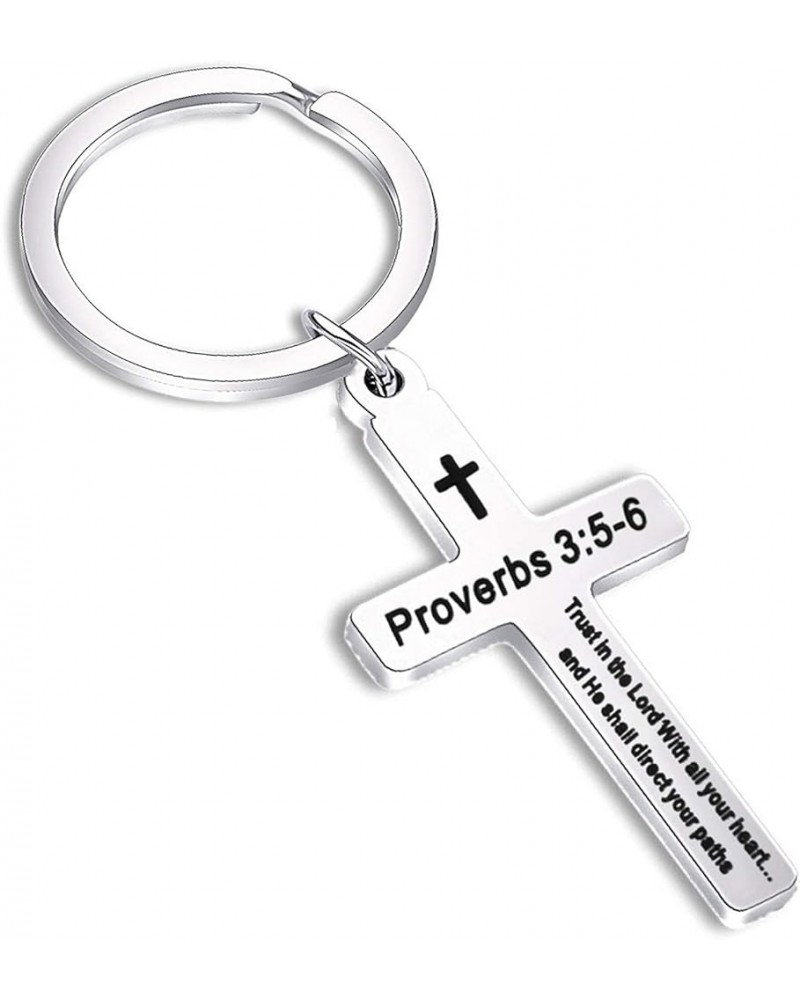 Christian Keychain Trust in The Lord Proverbs 3:5-6 Keychain Cross Charm Religious jewelry Christian Gift Silver Cross $10.09...