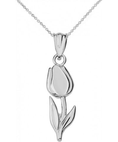 Beautiful 10k White Gold Floral Tulip Flower Charm Pendant Necklace 20.0 Inches $65.99 Necklaces