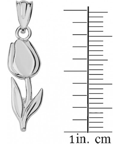 Beautiful 10k White Gold Floral Tulip Flower Charm Pendant Necklace 20.0 Inches $65.99 Necklaces