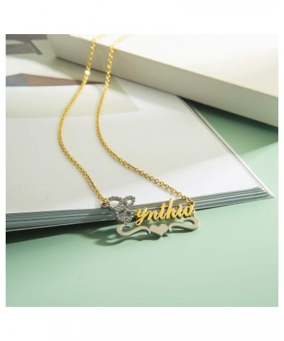 Custom Gold My Name Necklace Plate Dainty Initial Necklace Personalized Customizable Short Crystal Necklaces for Women Sophia...