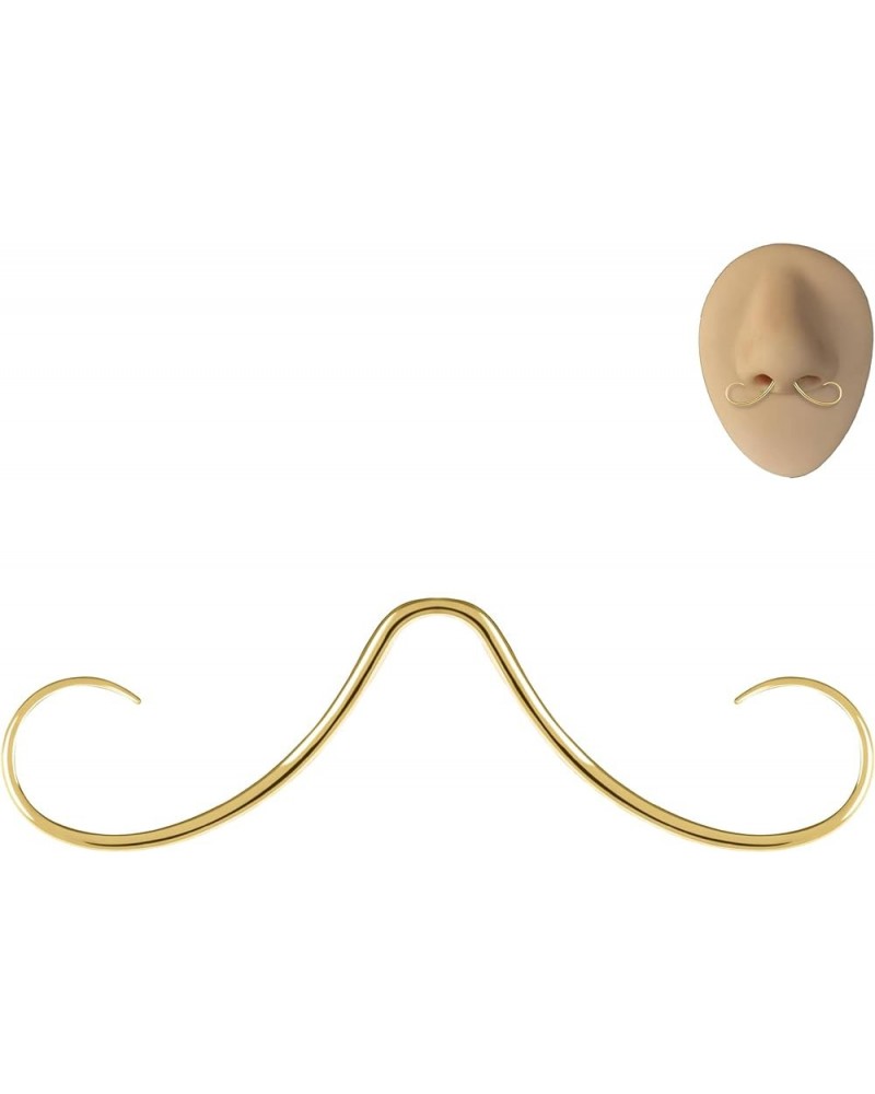 14G/16G Mustache Septum Ring, 316L Surgical Steel Septum Mustache Nose Ring Piercing Jewelry, Septum Piercing Hanger Gold,14 ...