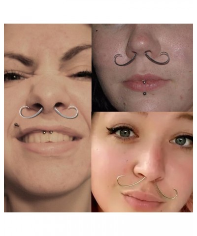 14G/16G Mustache Septum Ring, 316L Surgical Steel Septum Mustache Nose Ring Piercing Jewelry, Septum Piercing Hanger Gold,14 ...