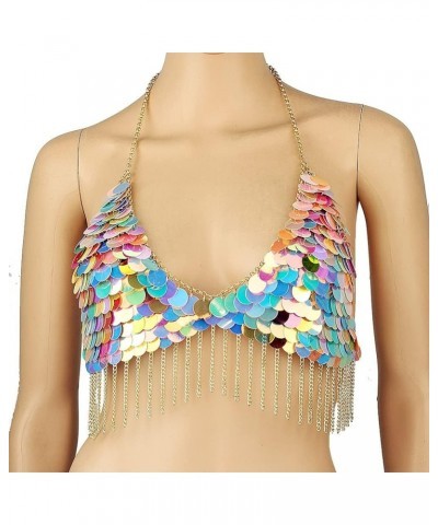 Color Sequin Body Chain Jewelry For Women Sexy Bikini Bra Top Chain Harness Bra Tassels Mixed color $18.19 Body Jewelry