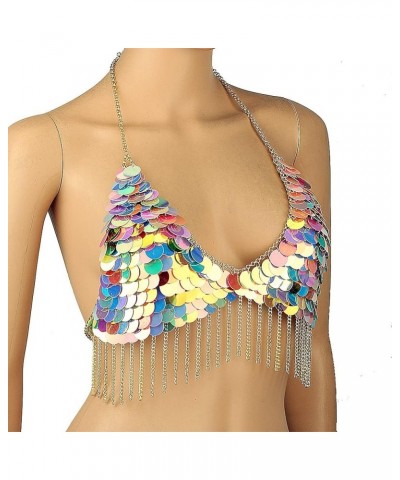 Color Sequin Body Chain Jewelry For Women Sexy Bikini Bra Top Chain Harness Bra Tassels Mixed color $18.19 Body Jewelry