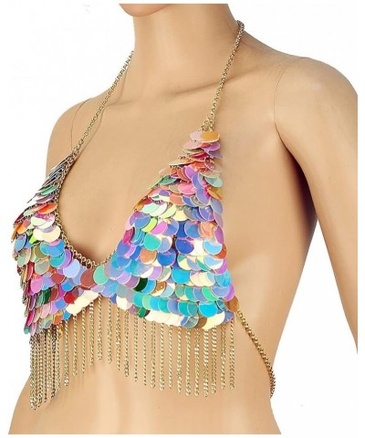 Color Sequin Body Chain Jewelry For Women Sexy Bikini Bra Top Chain Harness Bra Tassels Mixed color $18.19 Body Jewelry