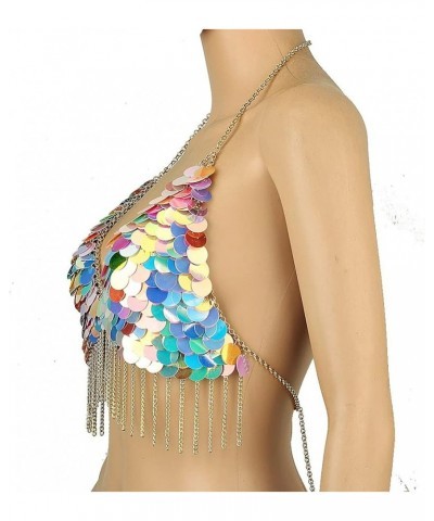 Color Sequin Body Chain Jewelry For Women Sexy Bikini Bra Top Chain Harness Bra Tassels Mixed color $18.19 Body Jewelry