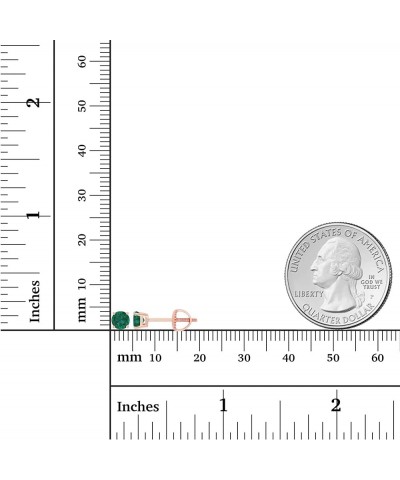 14K Gold Plated 925 Sterling Silver Hypoallergenic 4mm Round Genuine Birthstone Solitaire Screwback Stud Earrings Emerald Cre...
