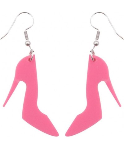 Pink Girl Earrings Acrylic Pink Drop Earring Hot Pink Silhouette Earring for Women Girls high heels $7.83 Earrings