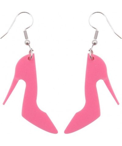 Pink Girl Earrings Acrylic Pink Drop Earring Hot Pink Silhouette Earring for Women Girls high heels $7.83 Earrings