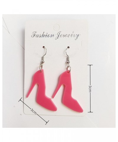 Pink Girl Earrings Acrylic Pink Drop Earring Hot Pink Silhouette Earring for Women Girls high heels $7.83 Earrings