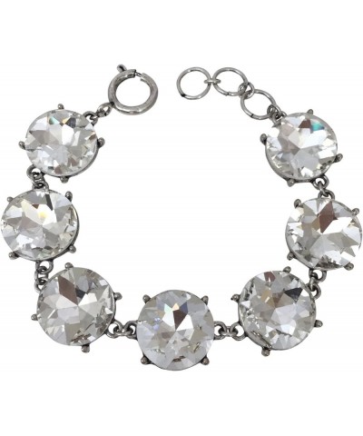 Large Round Rhinestone Bling Bridal Prom Formal Fancy Clasp Bracelet Clear Silver Tone $15.48 Bracelets