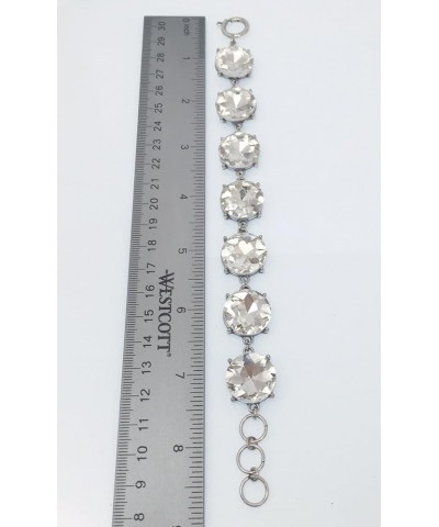 Large Round Rhinestone Bling Bridal Prom Formal Fancy Clasp Bracelet Clear Silver Tone $15.48 Bracelets