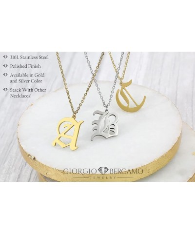 Stainless Steel Gold Plated Gothic, Old English Initial A - Z Letter Alphabet Pendant Necklace G $10.19 Necklaces