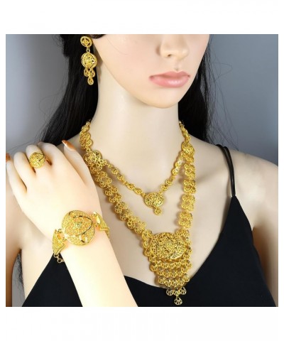 Ethiopian Tassel 24k Gold Plated Jewelry Sets For Women Arabic Wedding Indian Bridal Dubai Necklace Earrings Bracelet Ring Se...