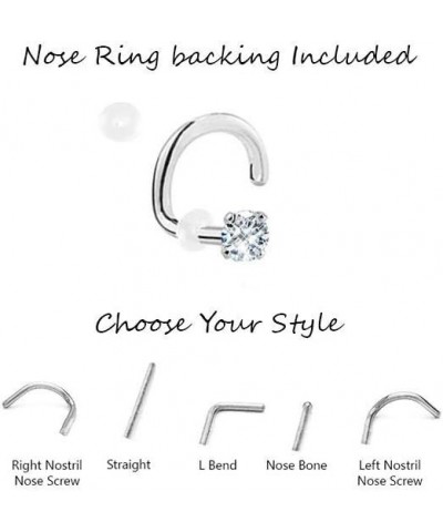 14k Solid Yellow Gold Nose Ring, Stud, Nose Screw, L Bend, Nose Bone Triangle CZ 22G 20G or 18G 22 Gauge - Left Nose Screw $1...