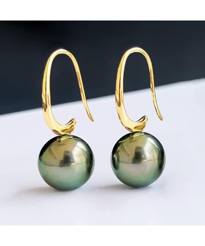 Real Pearl Earrings for Women With Genuine 10-10.5mm AAAA Quality Grey Tahitian Cultured Pearls Earring | 925 Sterling Silver...