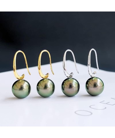 Real Pearl Earrings for Women With Genuine 10-10.5mm AAAA Quality Grey Tahitian Cultured Pearls Earring | 925 Sterling Silver...