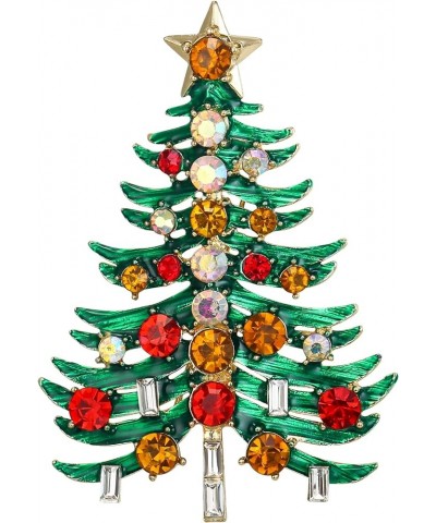 Lovely Xmas Gift Stunning Rhinestone Crystal Enamel Christmas Tree Star Brooch Pin for Women Teen Multicolor Gold-Tone $7.42 ...