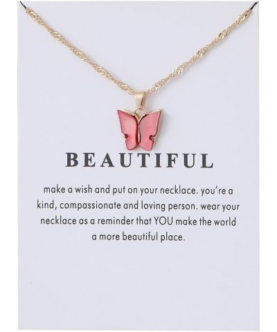 5-9Pcs Cute Butterfly Pendant Necklace Set for Women Teens Girls Acrylic Butterfly Necklace with Message Card Friendship BFF ...