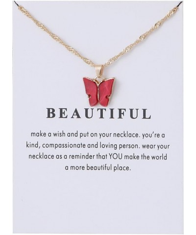 5-9Pcs Cute Butterfly Pendant Necklace Set for Women Teens Girls Acrylic Butterfly Necklace with Message Card Friendship BFF ...