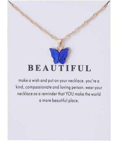 5-9Pcs Cute Butterfly Pendant Necklace Set for Women Teens Girls Acrylic Butterfly Necklace with Message Card Friendship BFF ...