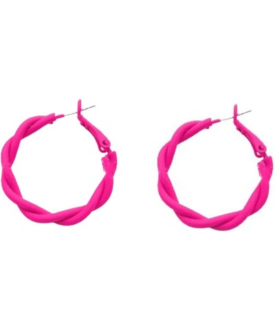 Colorful Hoop Earrings Twist Round Fluorescence Hoop Earings Retro Neon Color Circle Earrings Lightweight Loops for Women Gir...