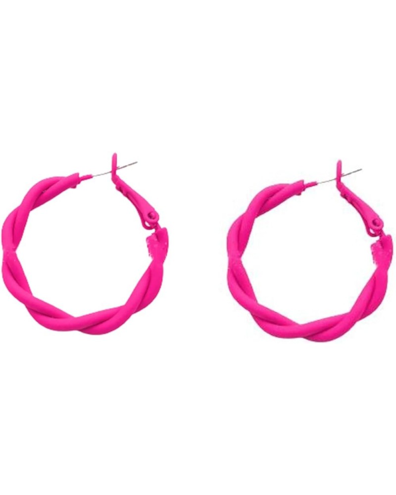 Colorful Hoop Earrings Twist Round Fluorescence Hoop Earings Retro Neon Color Circle Earrings Lightweight Loops for Women Gir...