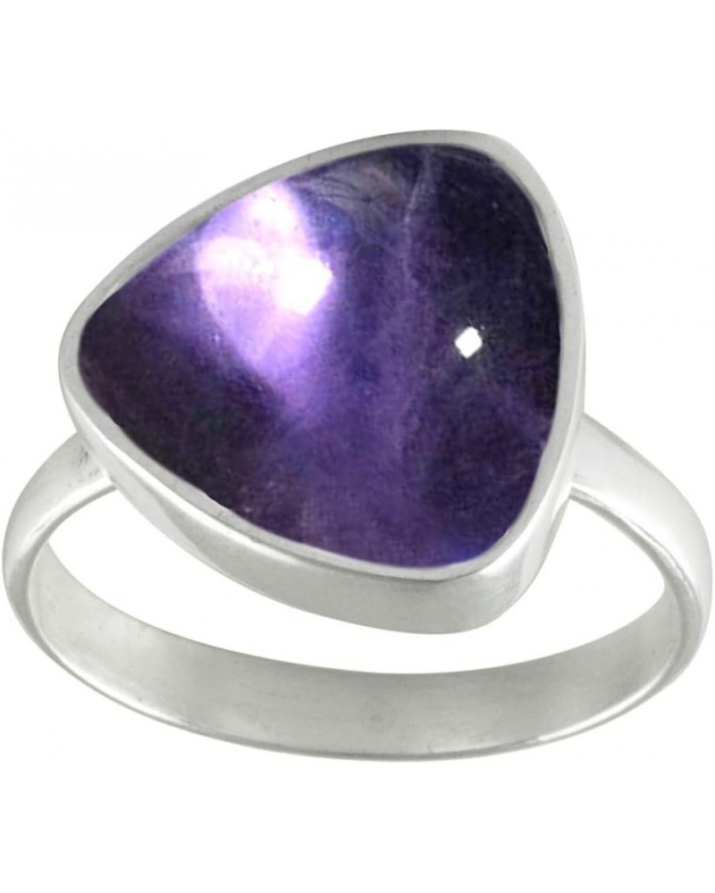 Choose Your Natural Gemstone Ring Trillion Shape Sterling Silver Cabochon Birthstones Jewelry natural-cabochon amethyst $14.1...