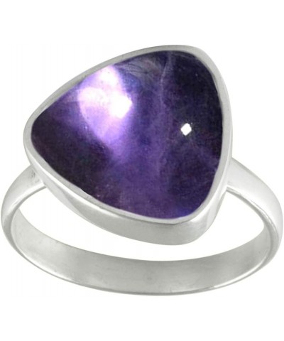 Choose Your Natural Gemstone Ring Trillion Shape Sterling Silver Cabochon Birthstones Jewelry natural-cabochon amethyst $14.1...